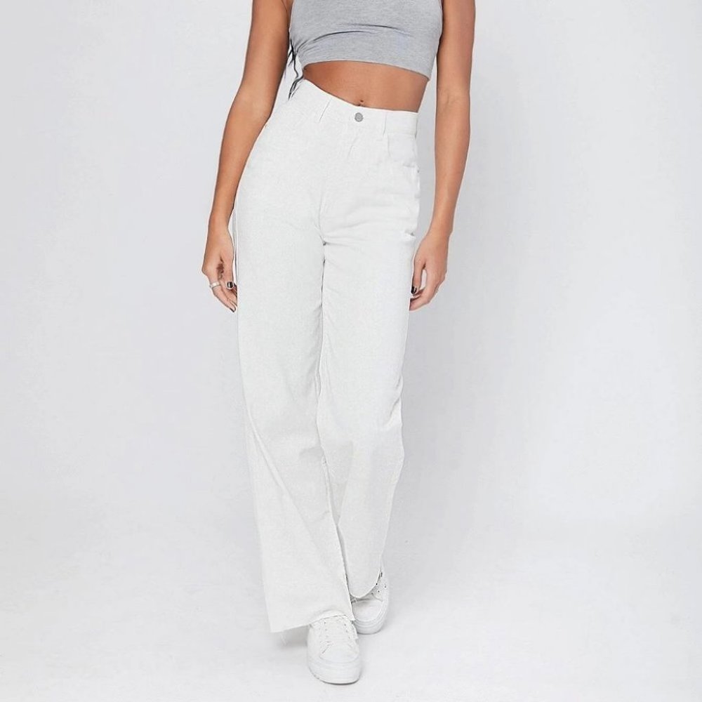 White Casual Womens 90s High-Waist Denim Boyfriend Fit Jeans - Picture 3 of 4